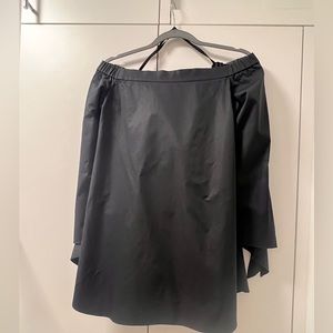 Tibi Size 6 Black Cotton Off the Shoulder Tunic with Side Slits